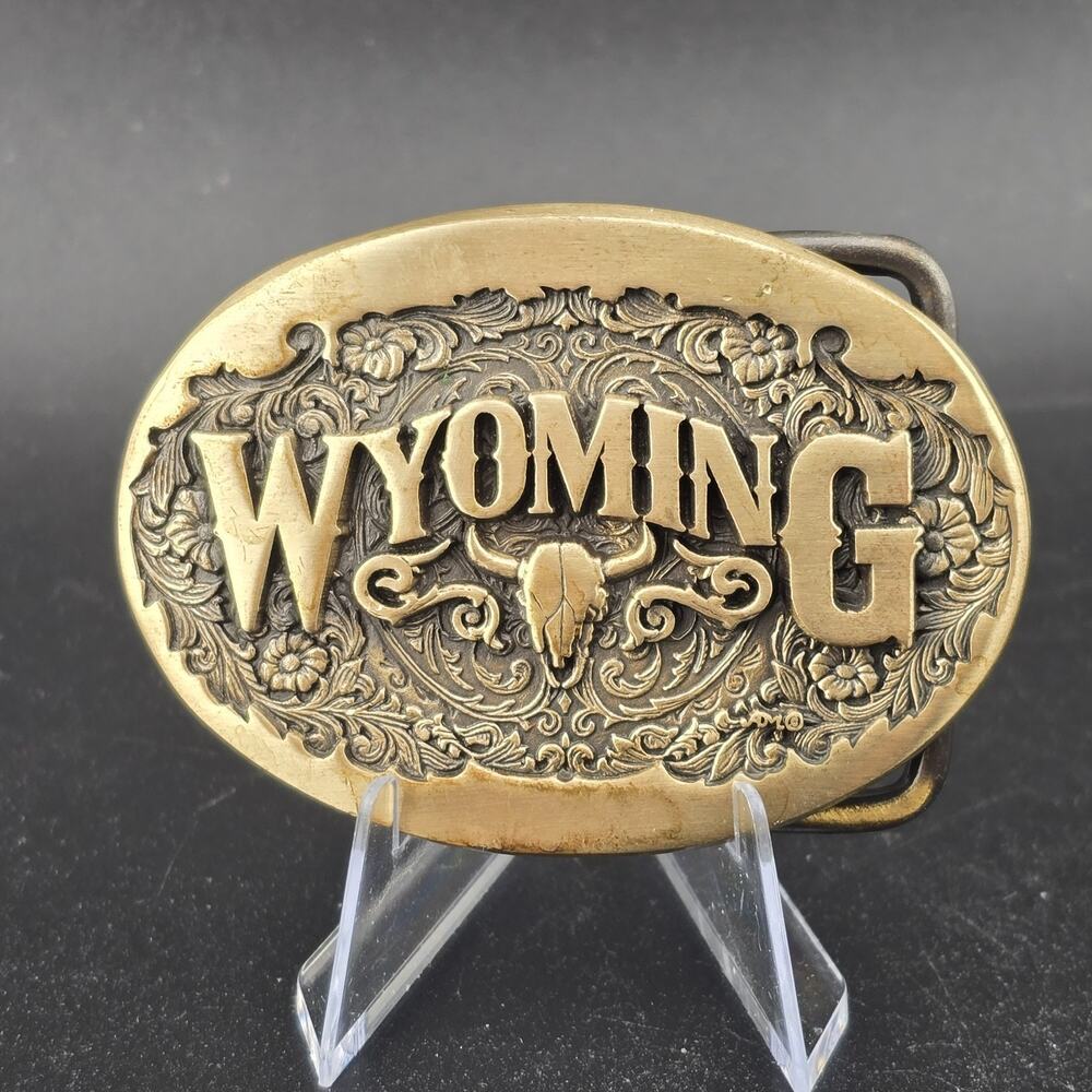 Vintage Wyoming Award Design Medals Inc First Edition Solid Brass Belt Buckle
